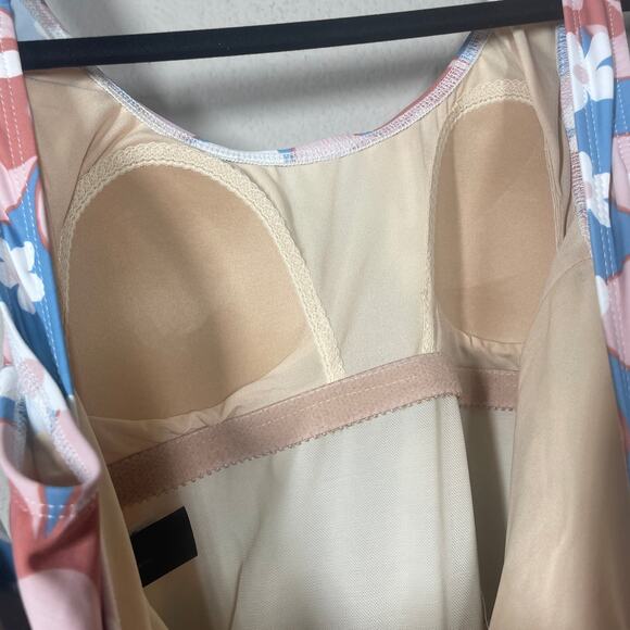 Esther Williams ModCloth 10 One Piece Swim Dress Shorts Blue Chic Let Fun Bloom - Picture 7 of 13